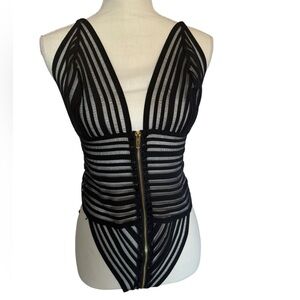 Dreamgirl NWT Striped Black Teddy